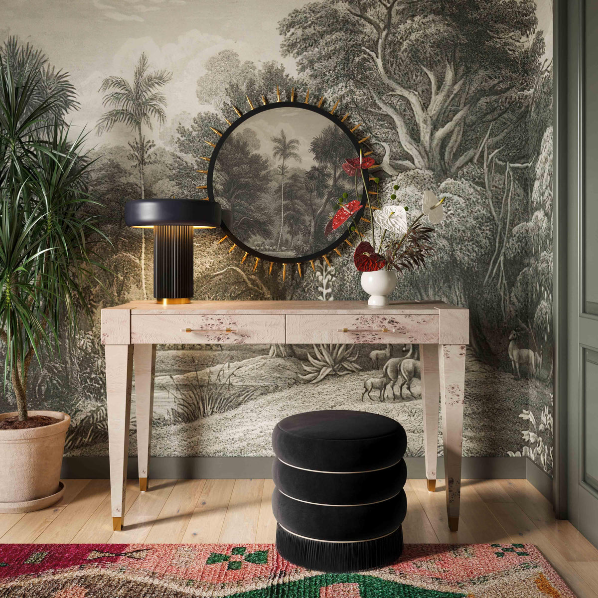 Lakka Black Performance Velvet Ottoman by TOV Furniture – photo 2 of 8