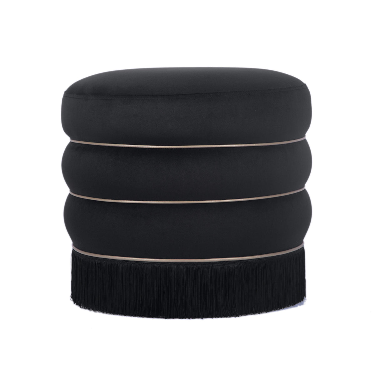Lakka Black Performance Velvet Ottoman by TOV Furniture – photo 3 of 8