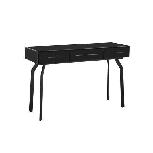 Santana Black Glass Desk Console Table by TOV