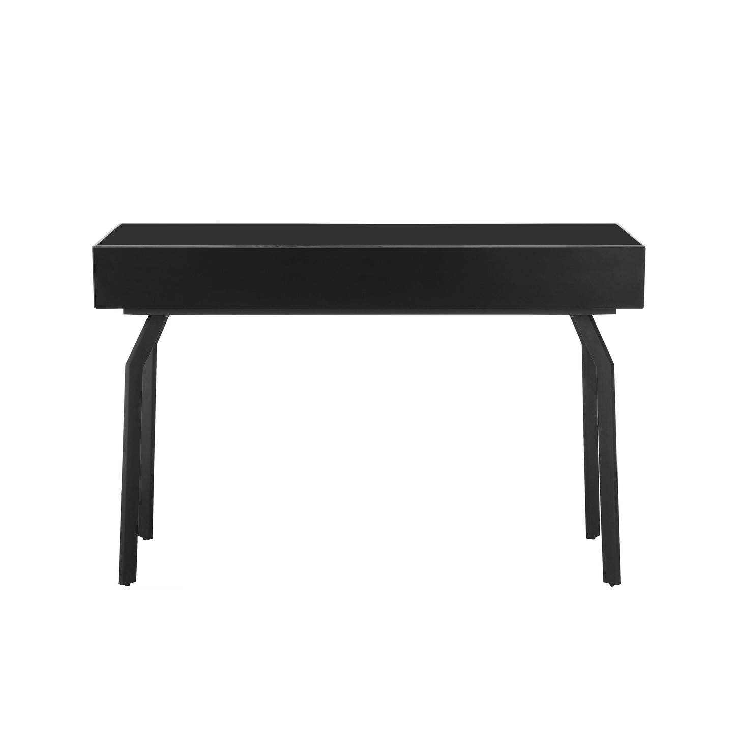 Santana Black Glass Desk Console Table by TOV