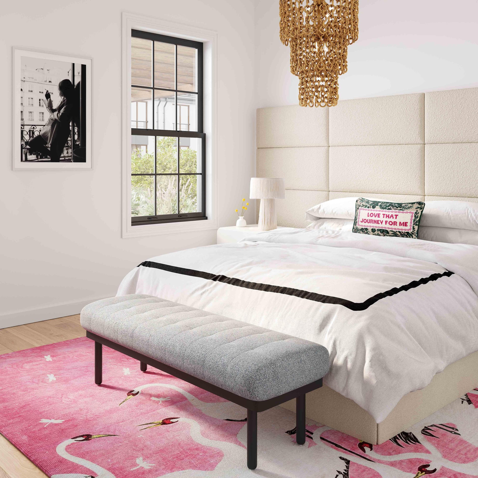 Olivia 53 Boucle Bench by TOV Oc68633