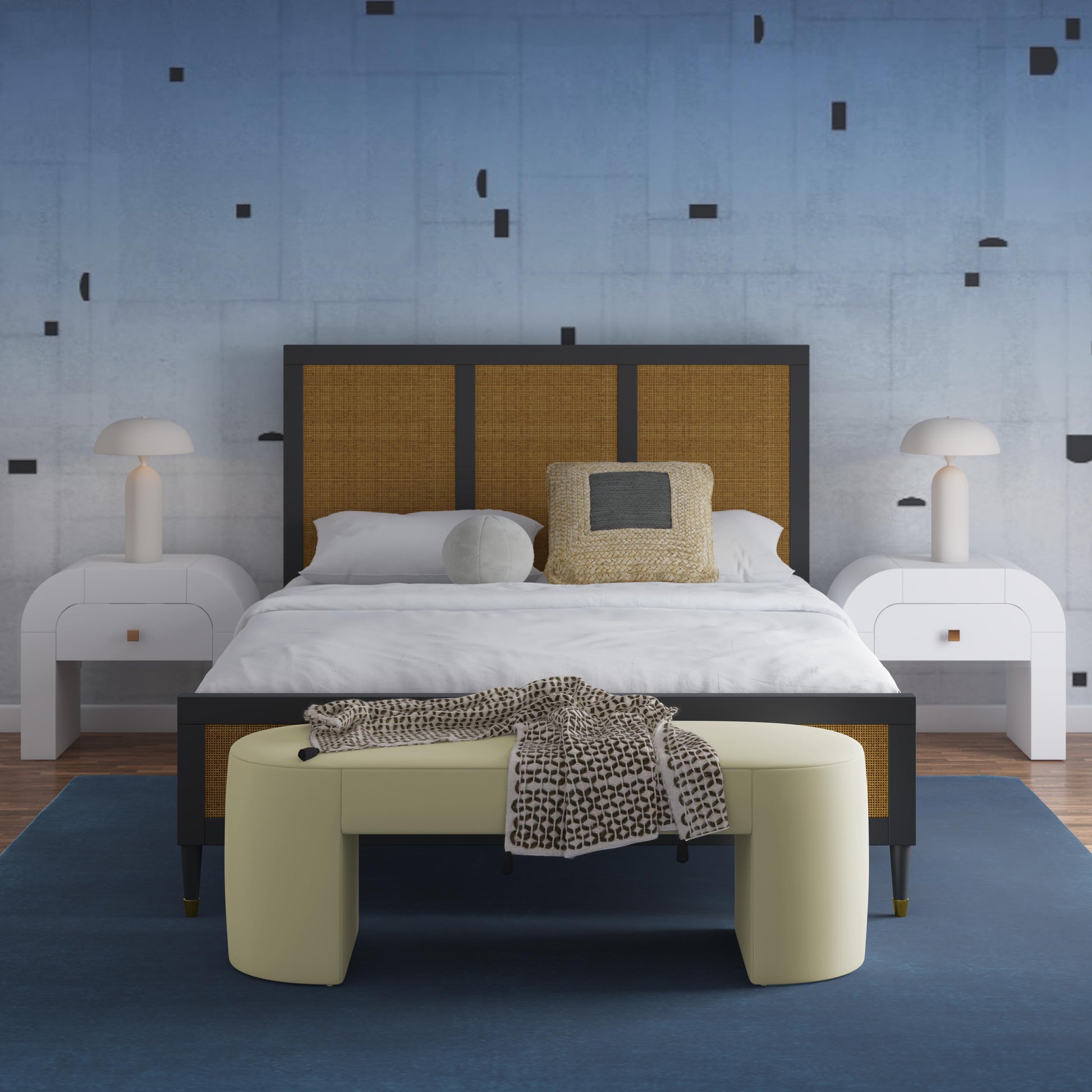 Elena 51" Performance Velvet Bench Yellow by Tov Furniture