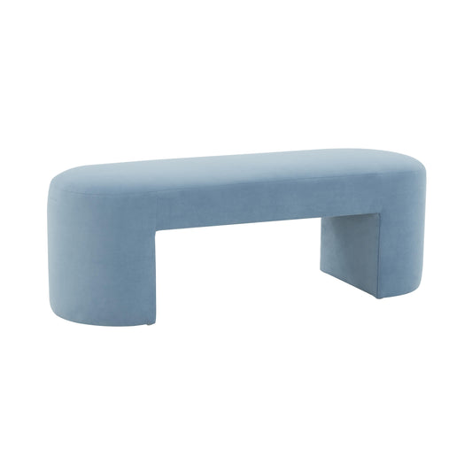 Elena Light Blue Velvet Bench by TOV