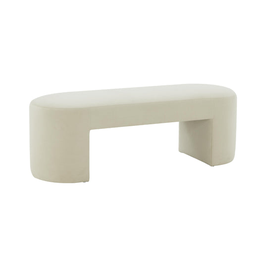 Elena Cream Velvet Bench by TOV