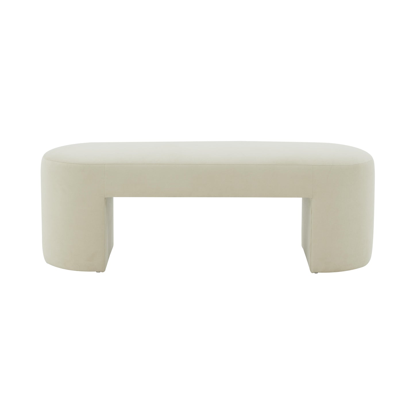 Elena Cream Velvet Bench by TOV