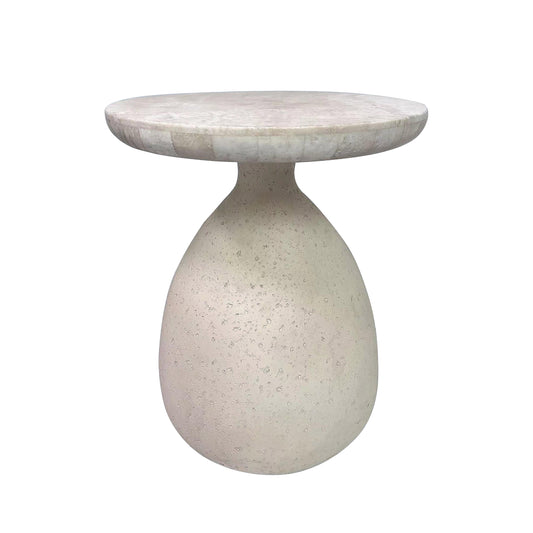 Gina Cream Travertine Side Table by TOV