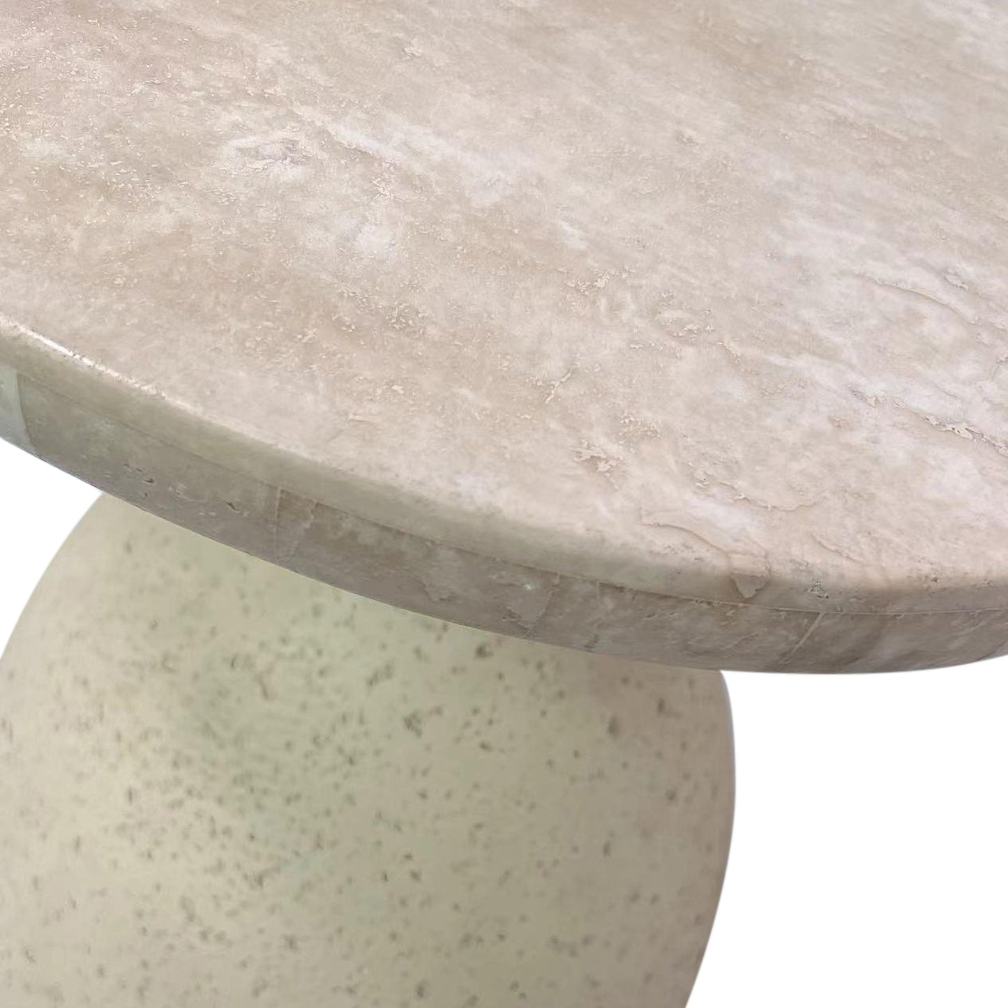 Gina Cream Travertine Side Table by TOV Oc68641