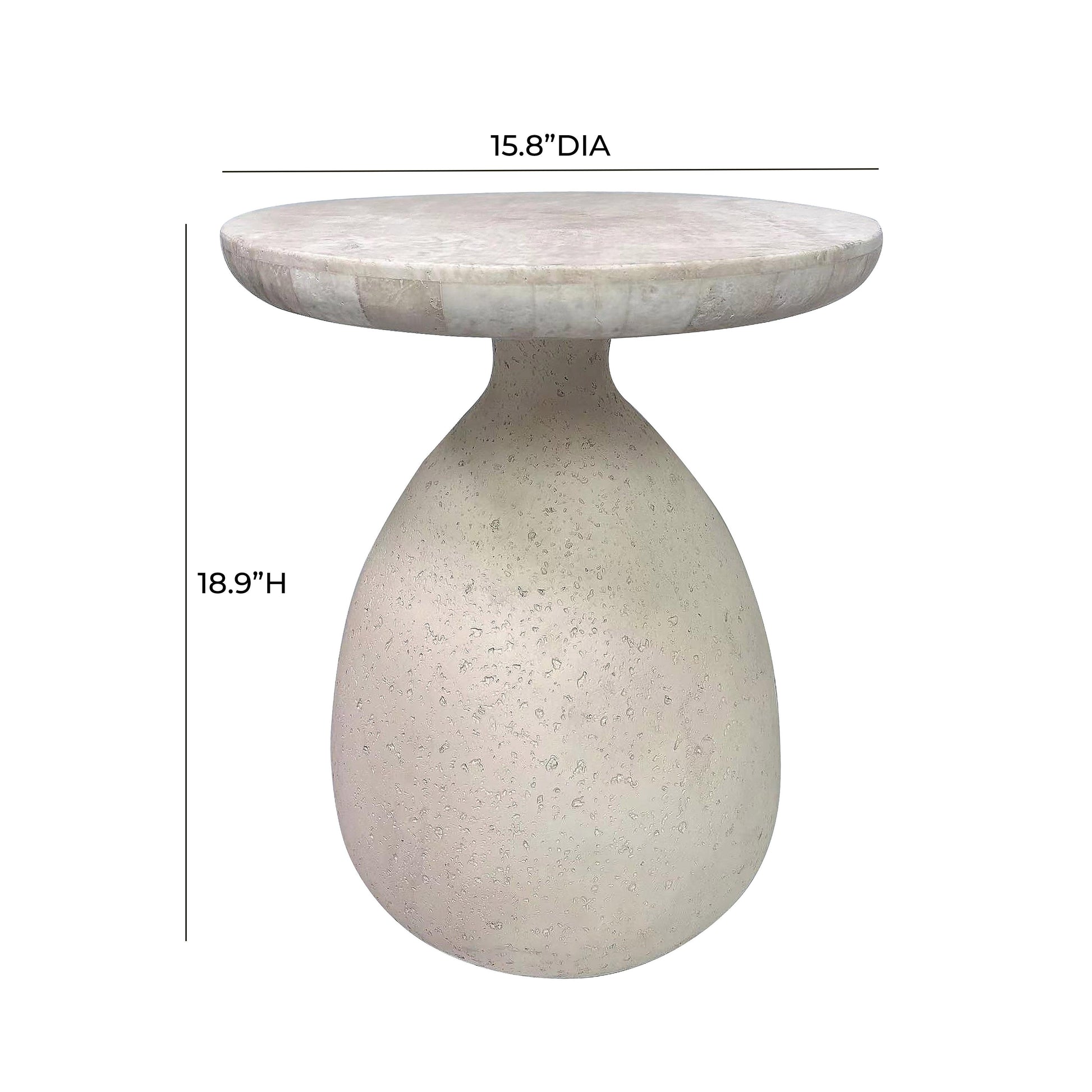 Gina Cream Travertine Side Table by TOV Oc68641