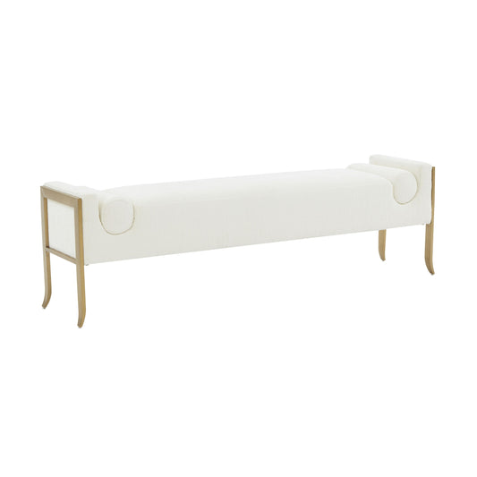 Ines Cream Textured Velvet Bench by TOV