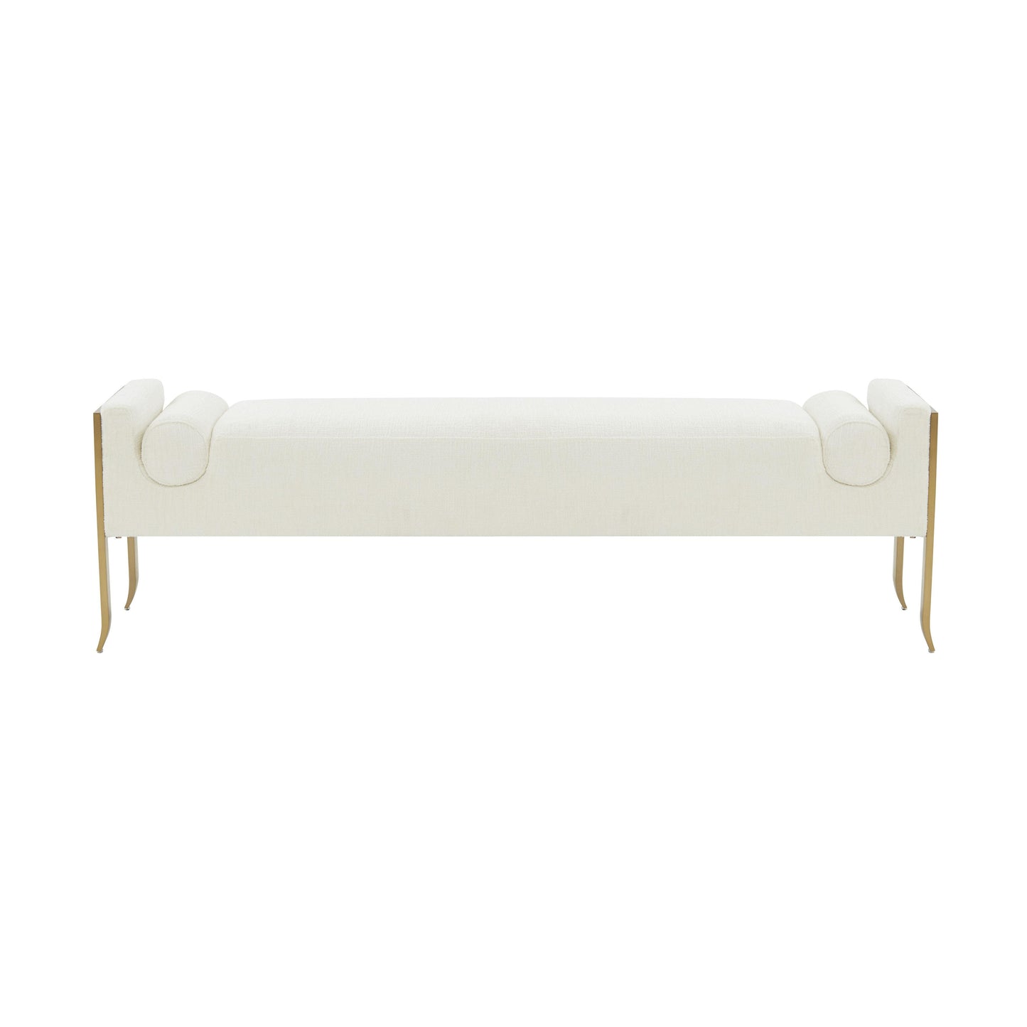 Ines Cream Textured Velvet Bench by TOV