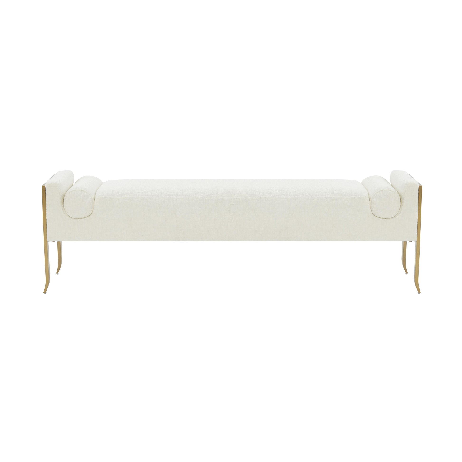 Ines Cream Textured Velvet Bench by TOV