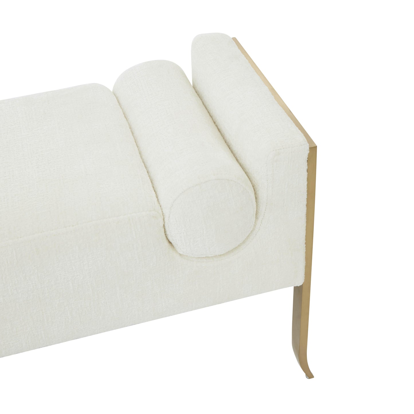 Ines Cream Textured Velvet Bench by TOV