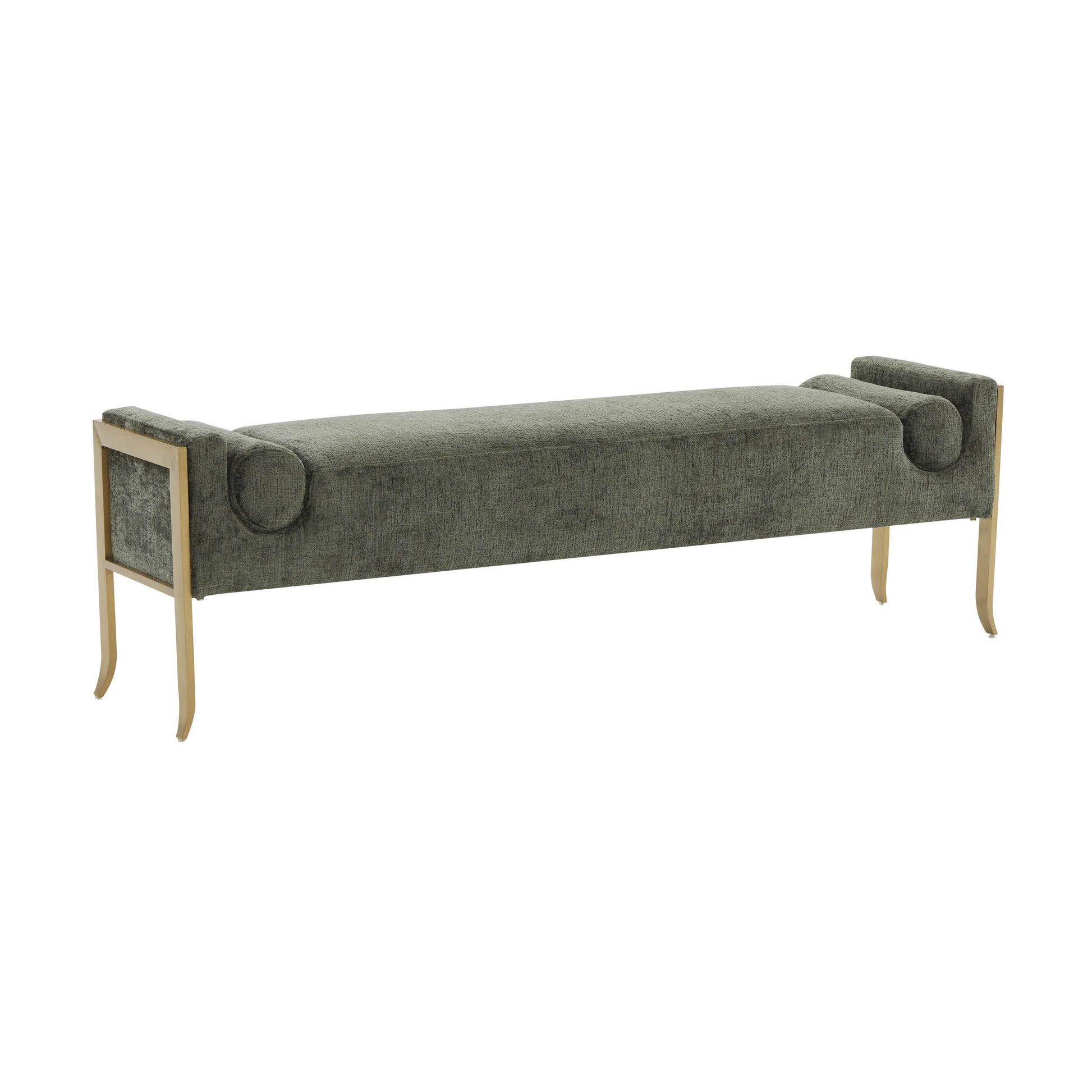 Ines Green Textured Velvet Bench by TOV