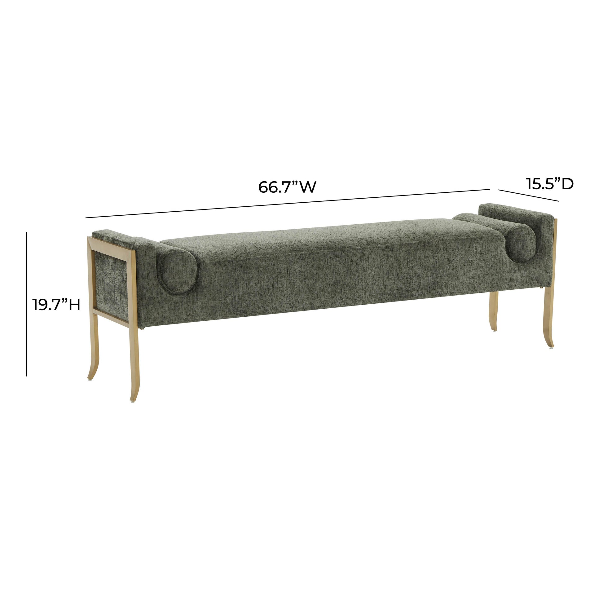 Ines Green Textured Velvet Bench by TOV