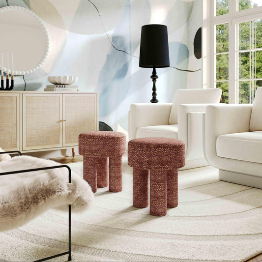 Claire Nubby Sedona Brown Performance Fabric Accent Stool by TOV Furniture – photo 2 of 7