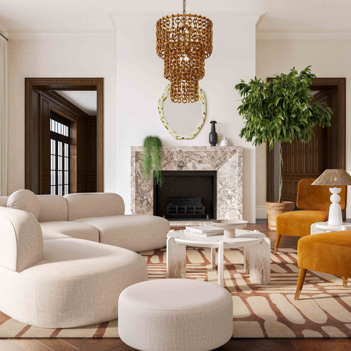 Broohah Beige Performance Linen Ottoman by TOV Furniture – photo 2 of 4