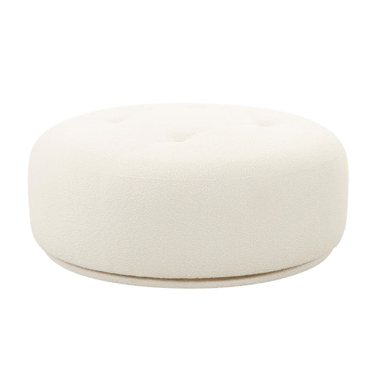 Fickle Cream Boucle Swivel Ottoman by TOV