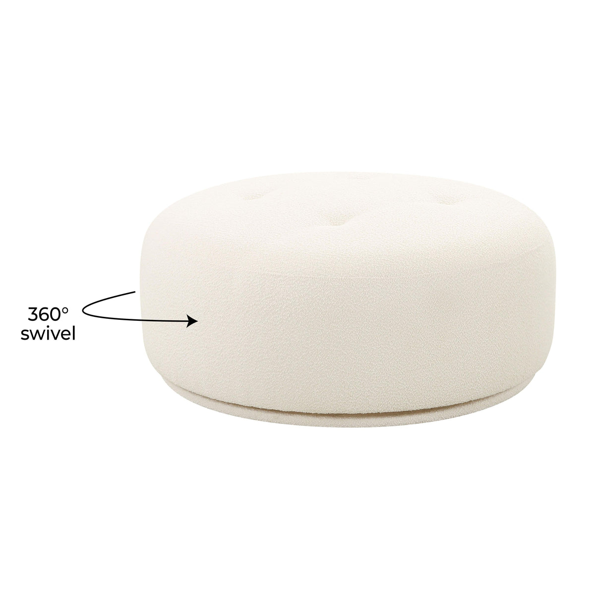 Fickle Cream Performance Boucle Swivel Ottoman by TOV Furniture – photo 4 of 5