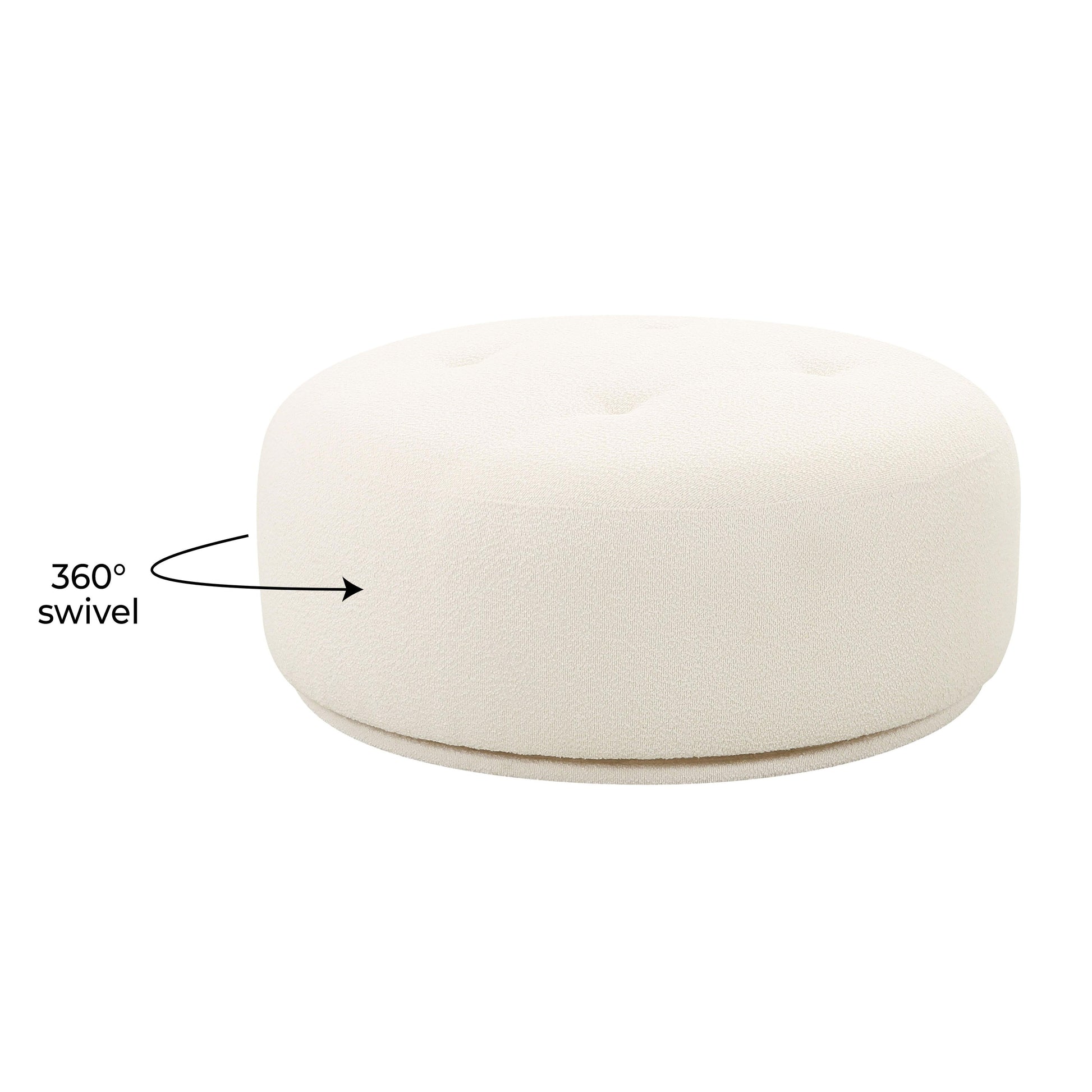 Fickle Cream Boucle Swivel Ottoman by TOV Oc68672