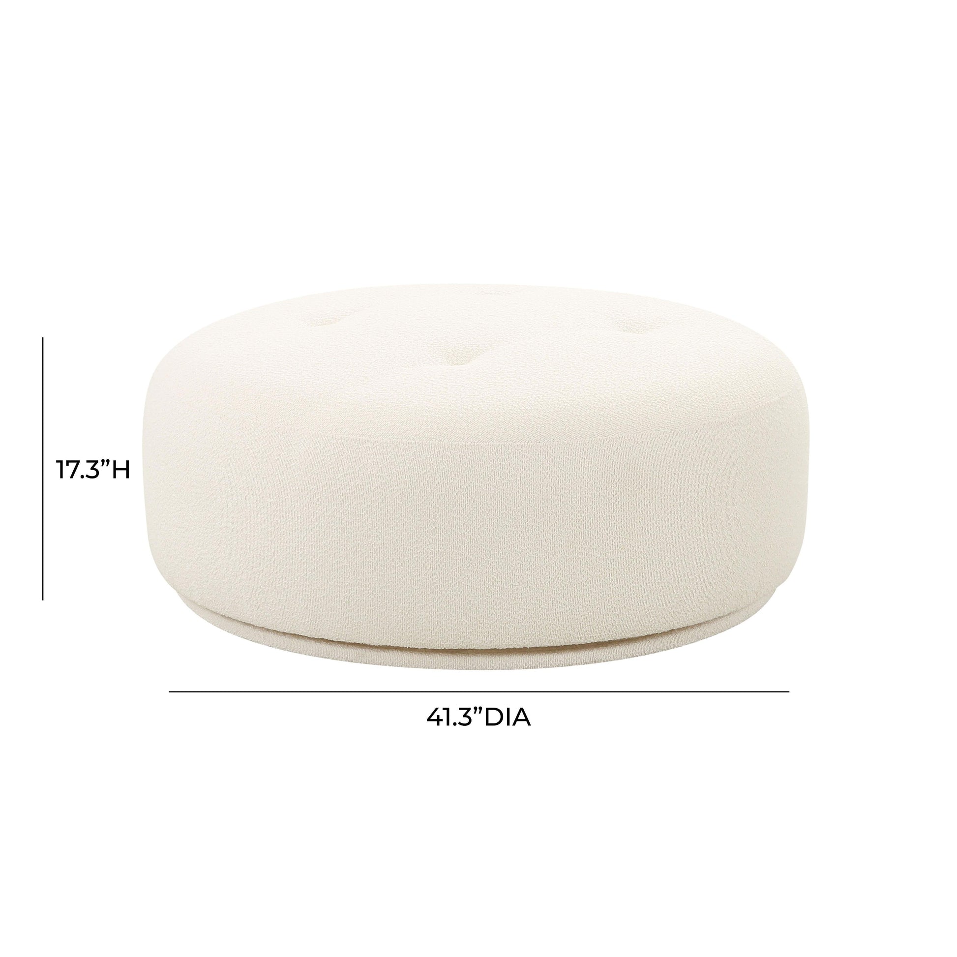 Fickle Cream Boucle Swivel Ottoman by TOV Oc68672