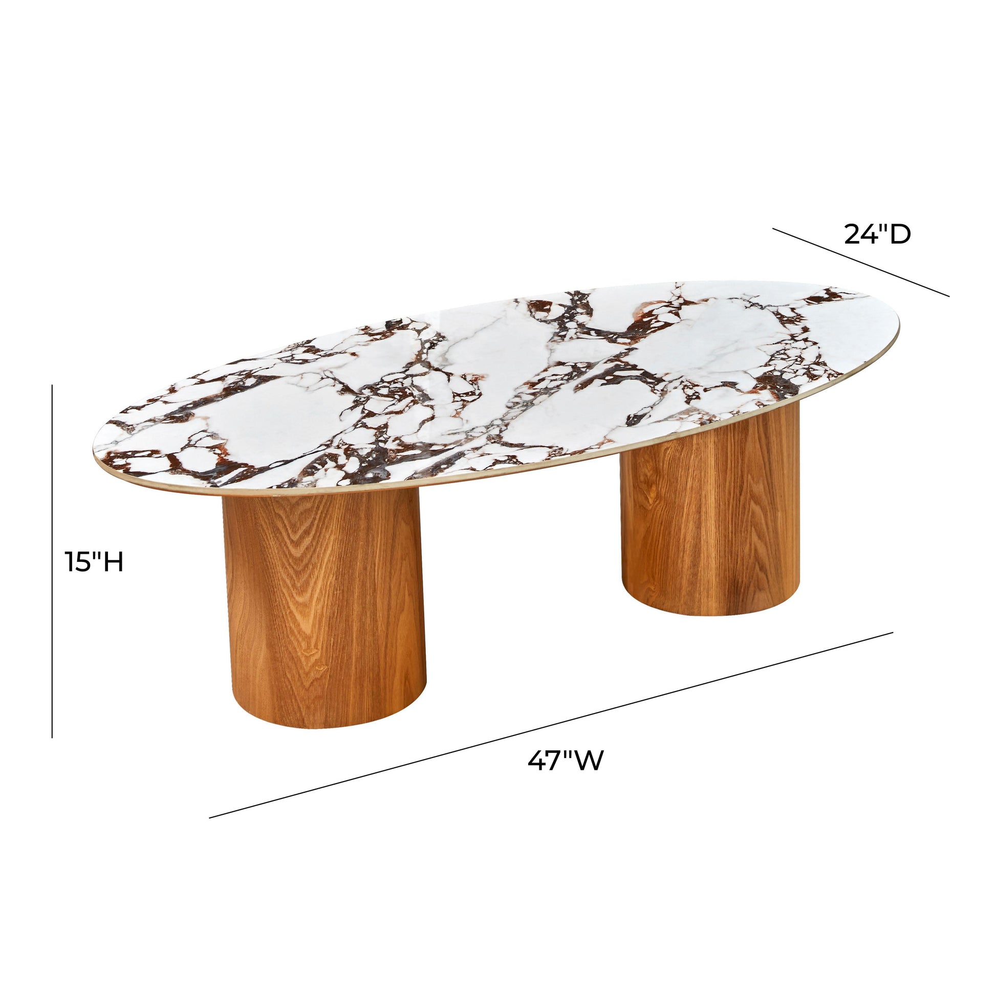 Tamara Marble Ceramic Oval Coffee Table by TOV