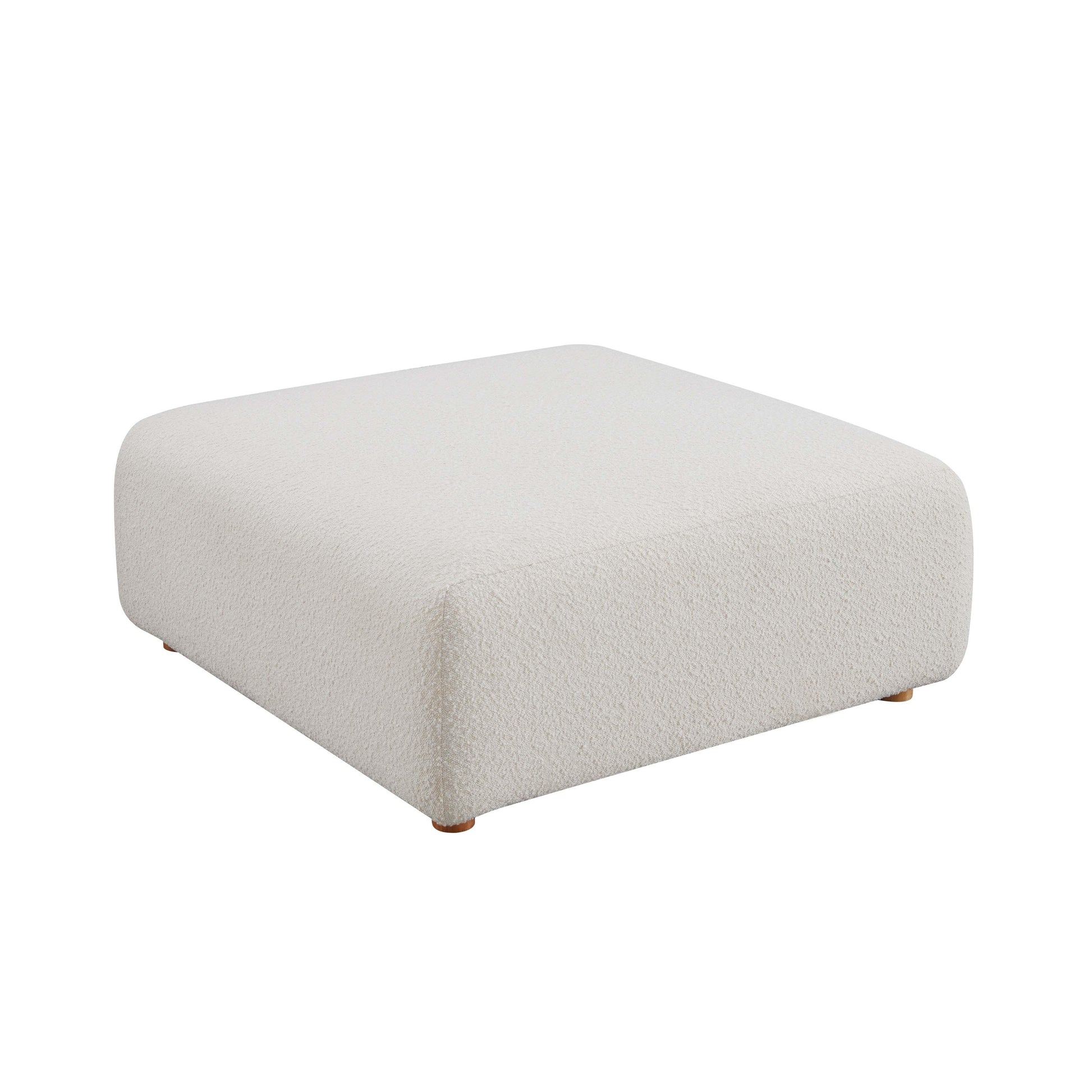 Hangover Cream Boucle Ottoman by TOV