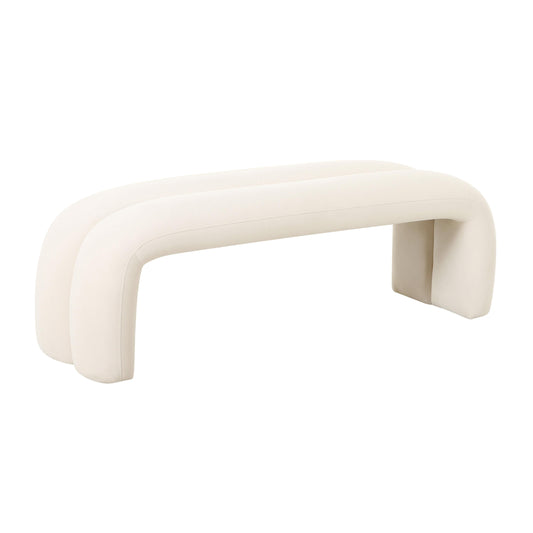 Leigh Cream Velvet Channeled Bench by TOV