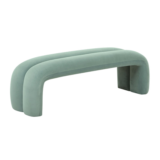 Leigh Green Velvet Channeled Bench by TOV