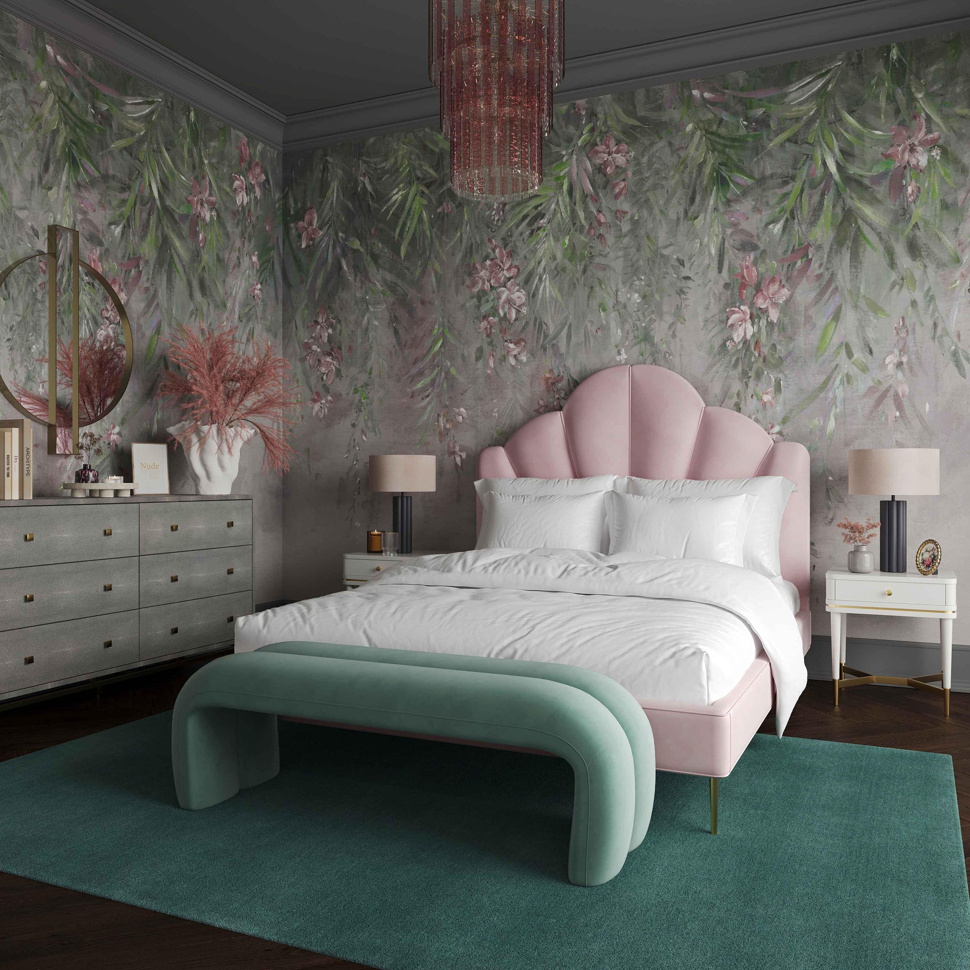 Leigh 56 Velvet Channeled Bench by TOV Oc68824