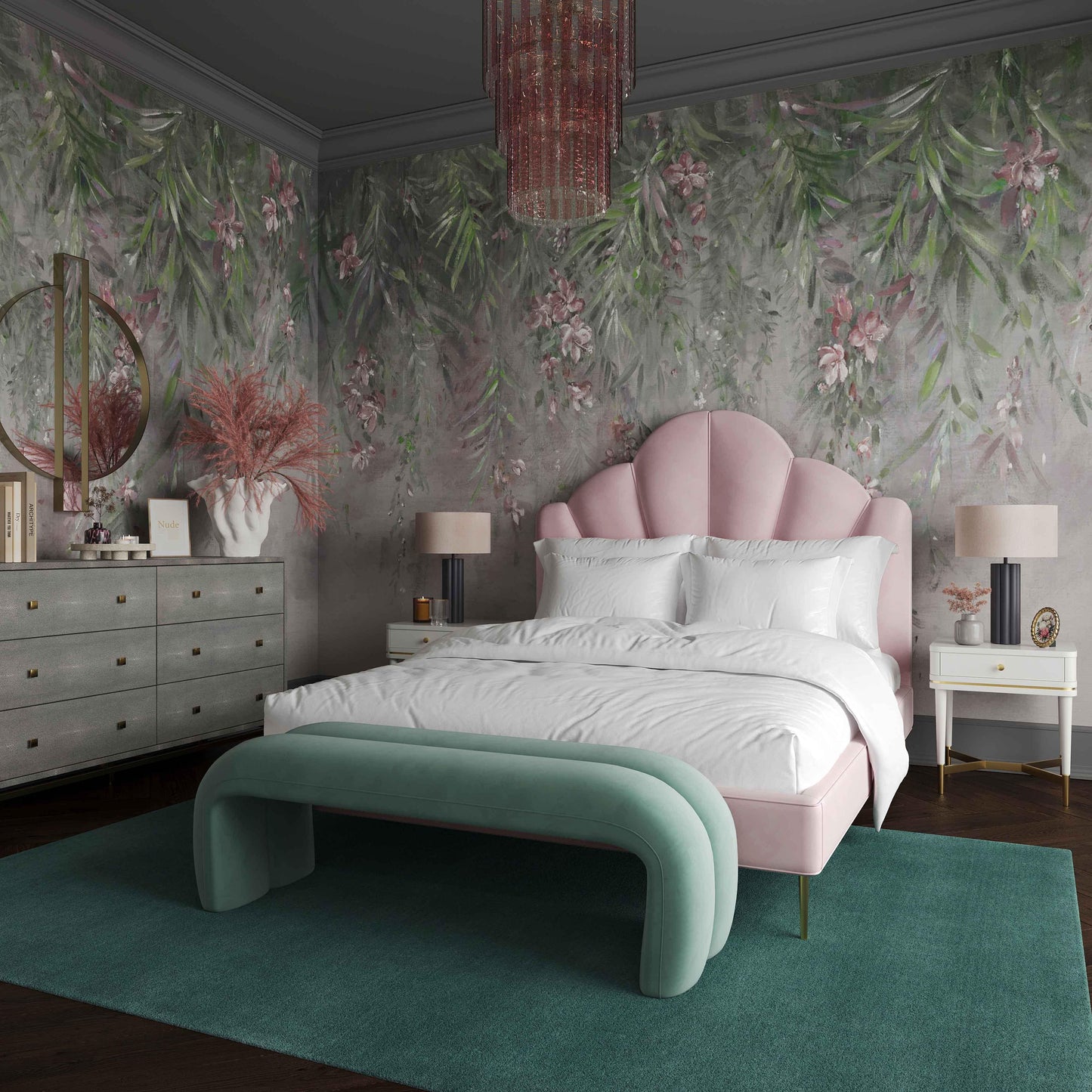 Leigh 56 Velvet Channeled Bench by TOV Oc68825