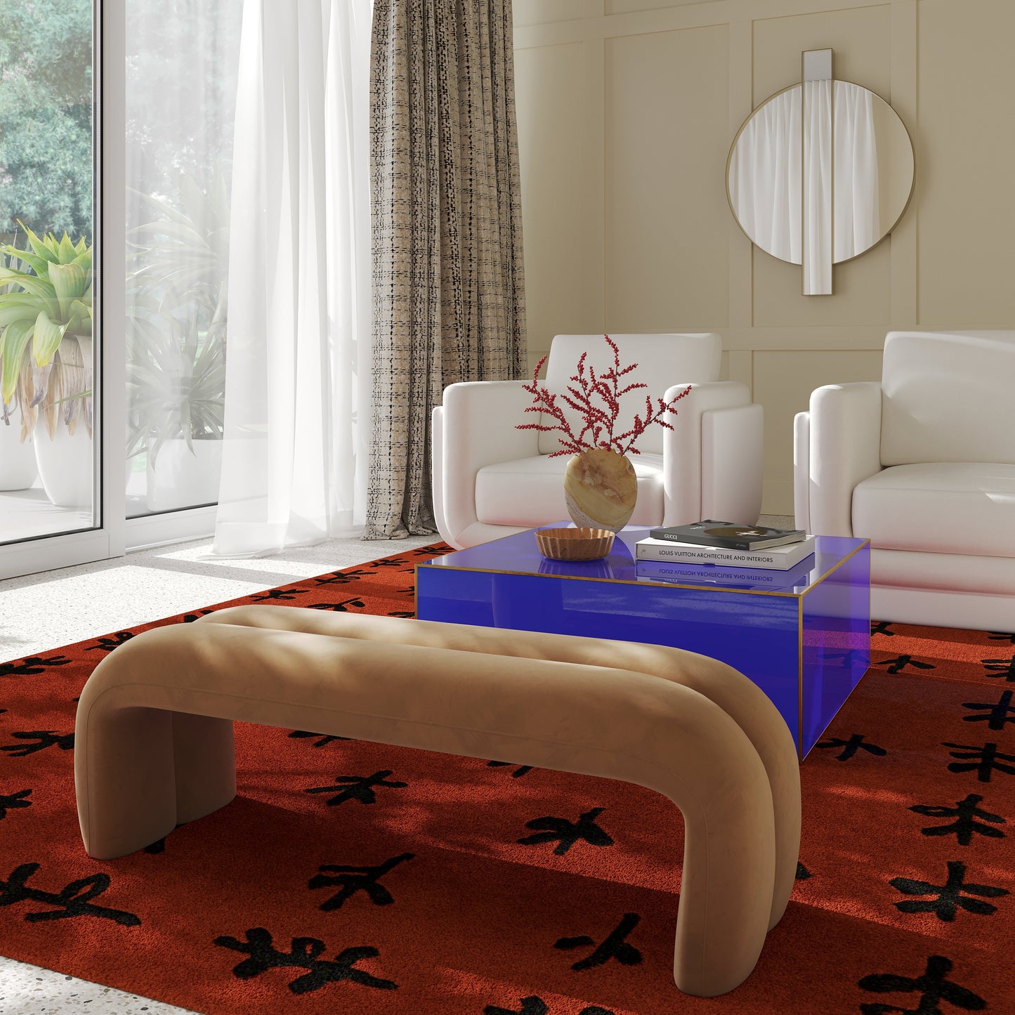 Leigh 56 Velvet Channeled Bench by TOV Oc68826