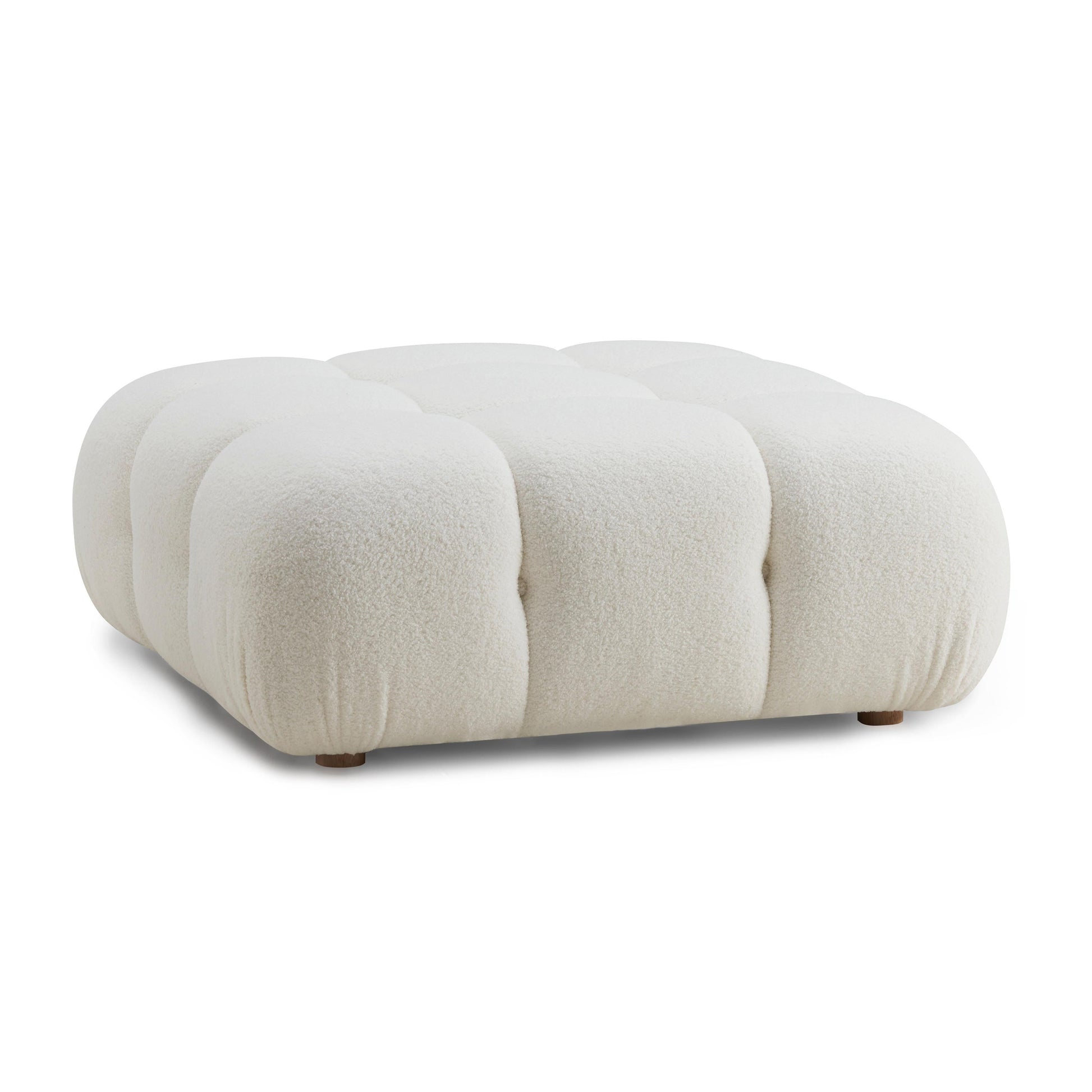 Calliope Performance Vegan Shearling Modular Ottoman Cream by Tov Furniture