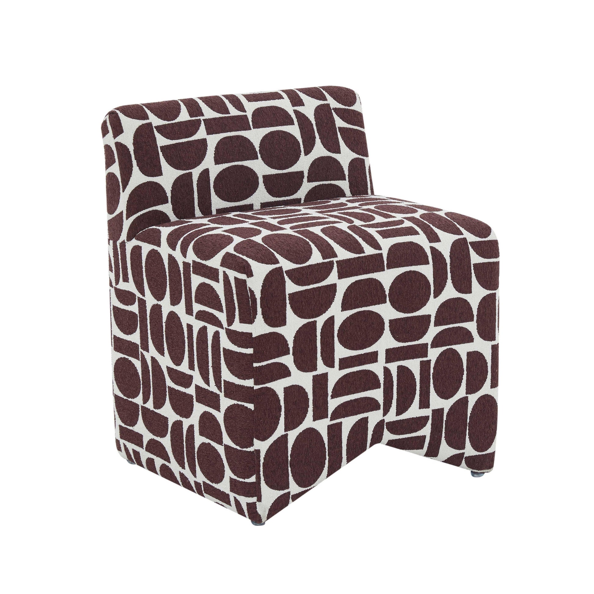 Pippa Geometric Performance Jacquard Weave Accent Stool Red, White by Tov Furniture
