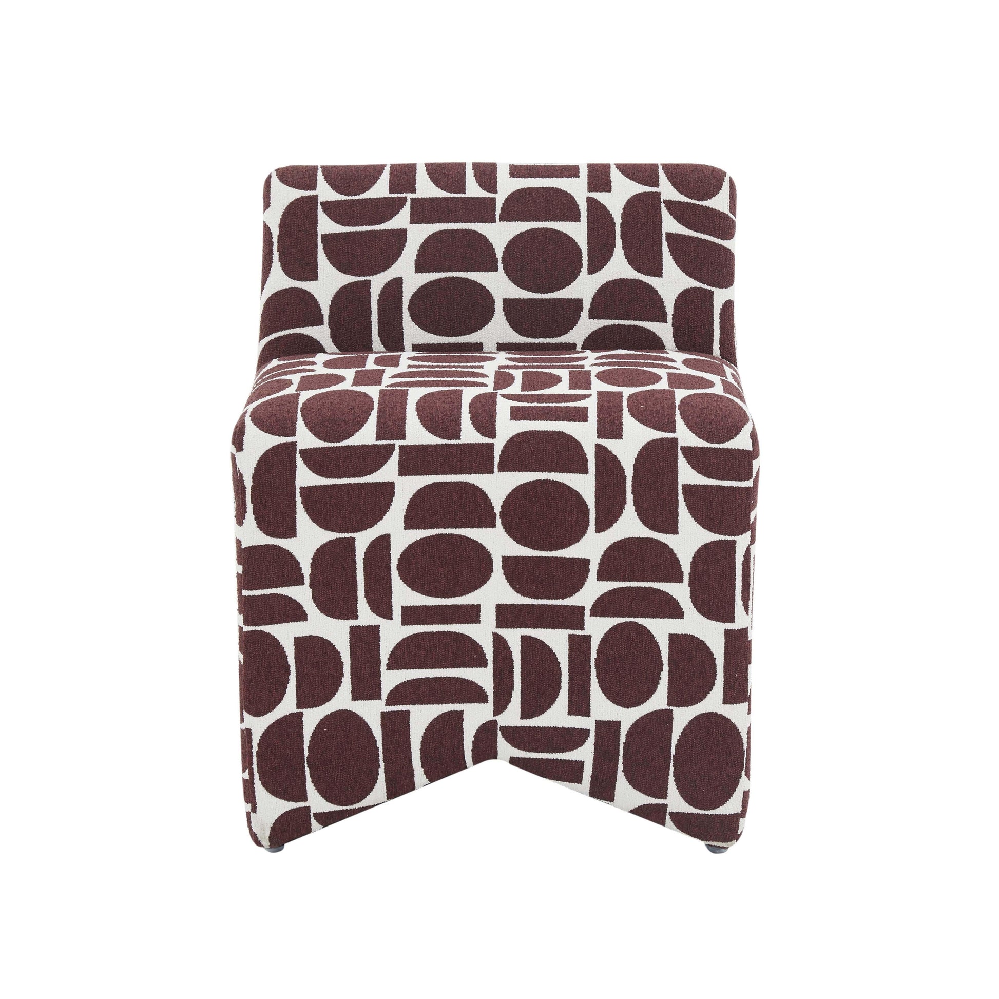 Pippa Geometric Performance Jacquard Weave Accent Stool Red, White by Tov Furniture