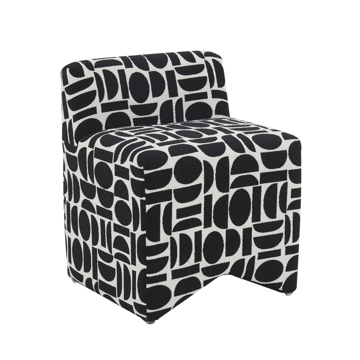 Pippa Black Geometric Performance Jacquard Weave Accent Stool by TOV Furniture – photo 1 of 7
