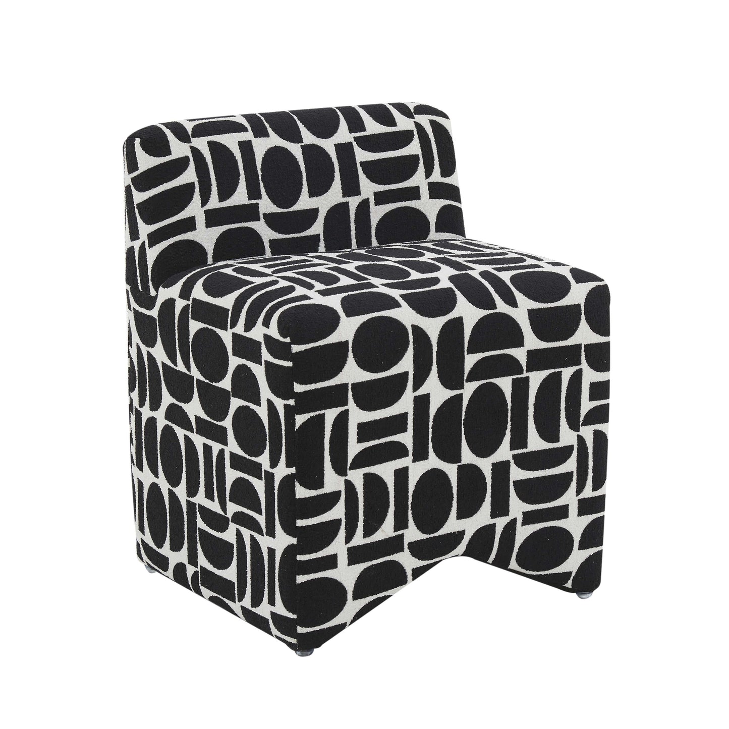 Pippa Geometric Performance Jacquard Weave Accent Stool Black and White by Tov Furniture