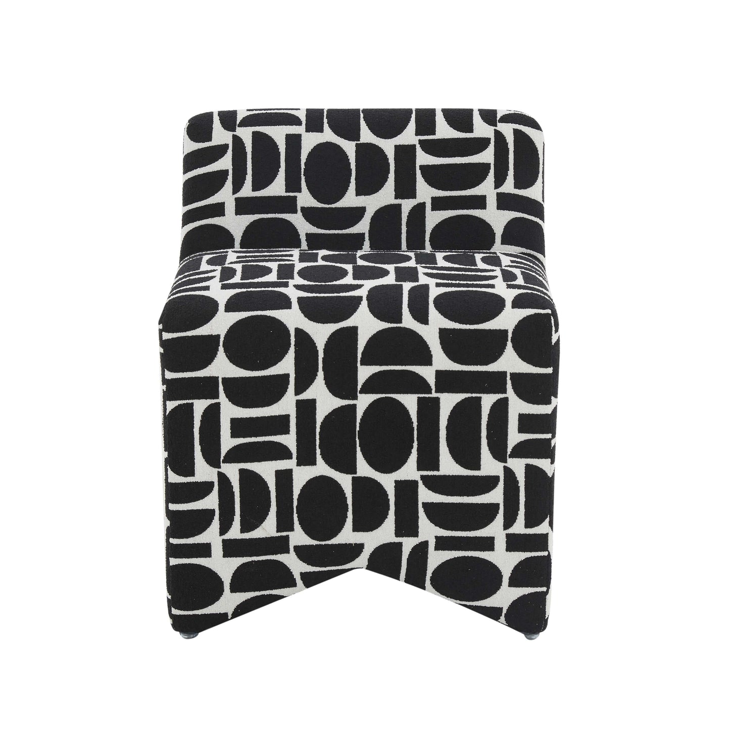 Pippa Geometric Performance Jacquard Weave Accent Stool Black and White by Tov Furniture