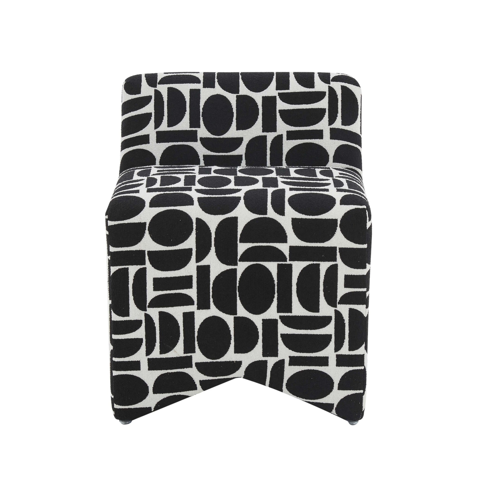 Pippa Geometric Performance Jacquard Weave Accent Stool Black and White by Tov Furniture