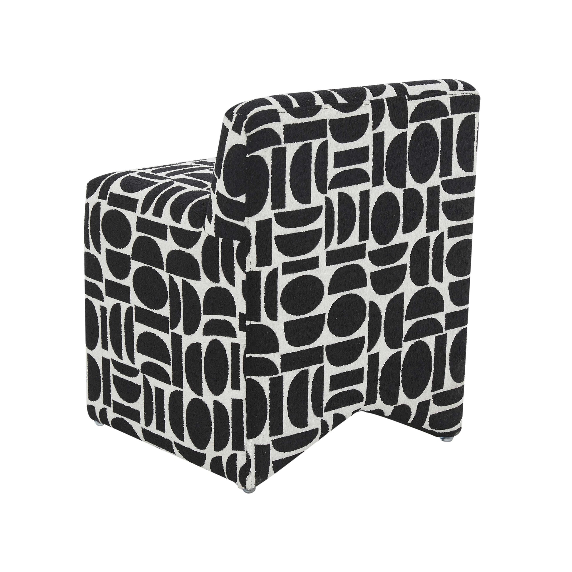 Pippa Geometric Performance Jacquard Weave Accent Stool Black and White by Tov Furniture