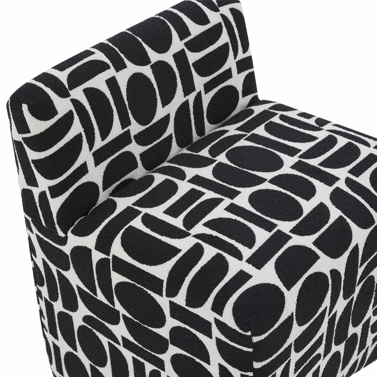 Pippa Black Geometric Performance Jacquard Weave Accent Stool by TOV Furniture – photo 5 of 7