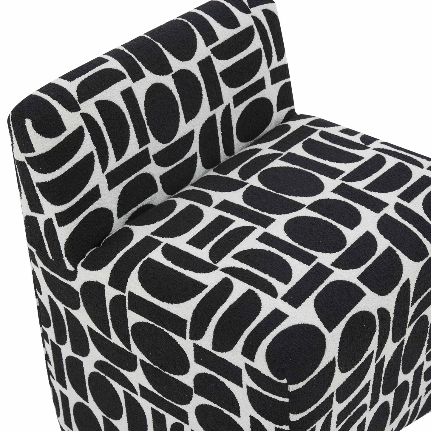 Pippa Geometric Performance Jacquard Weave Accent Stool Black and White by Tov Furniture