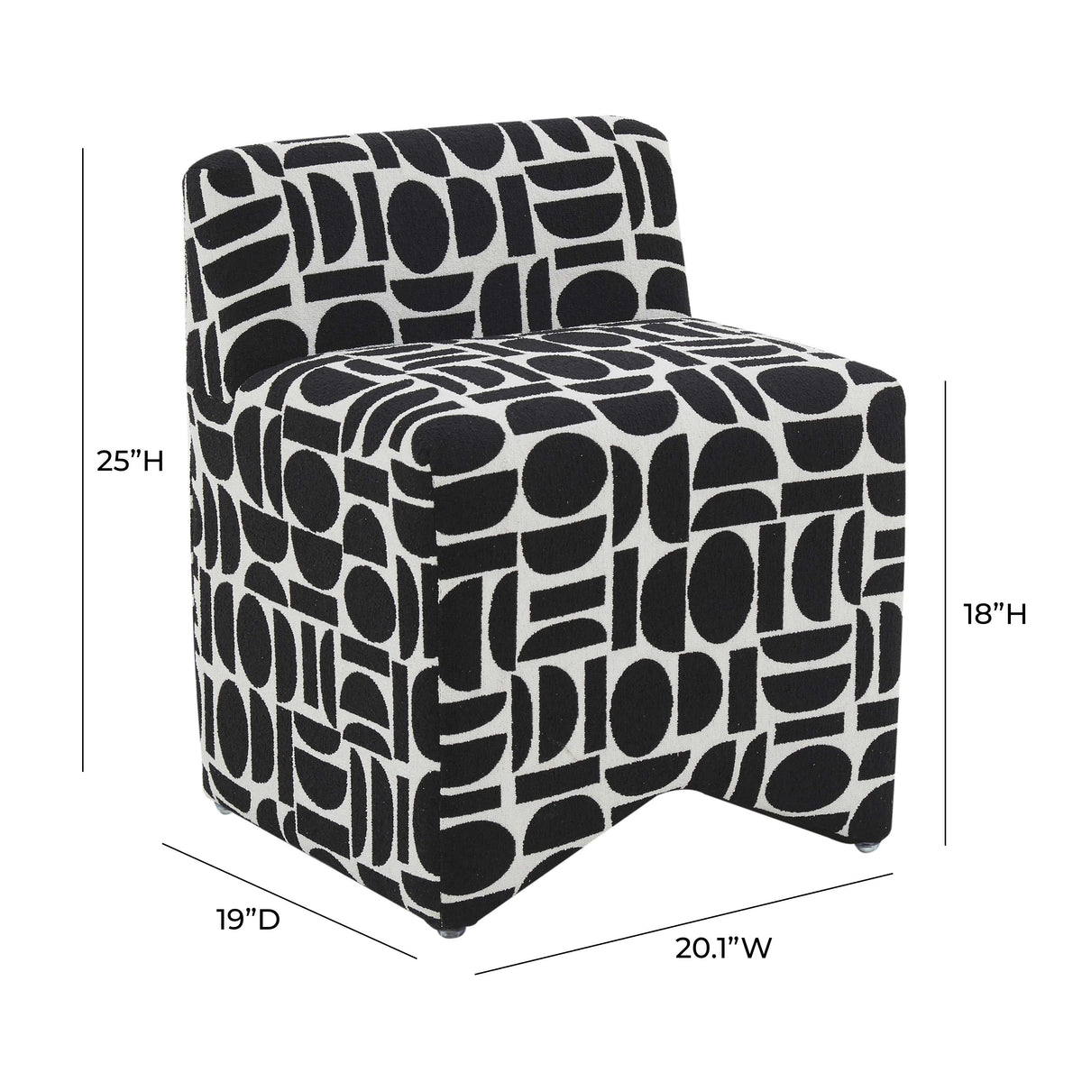 Pippa Black Geometric Performance Jacquard Weave Accent Stool by TOV Furniture – photo 6 of 7