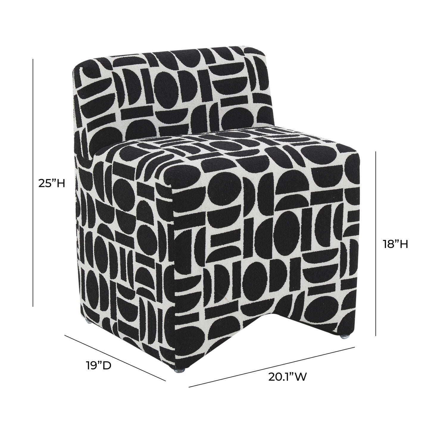 Pippa Geometric Performance Jacquard Weave Accent Stool Black and White by Tov Furniture