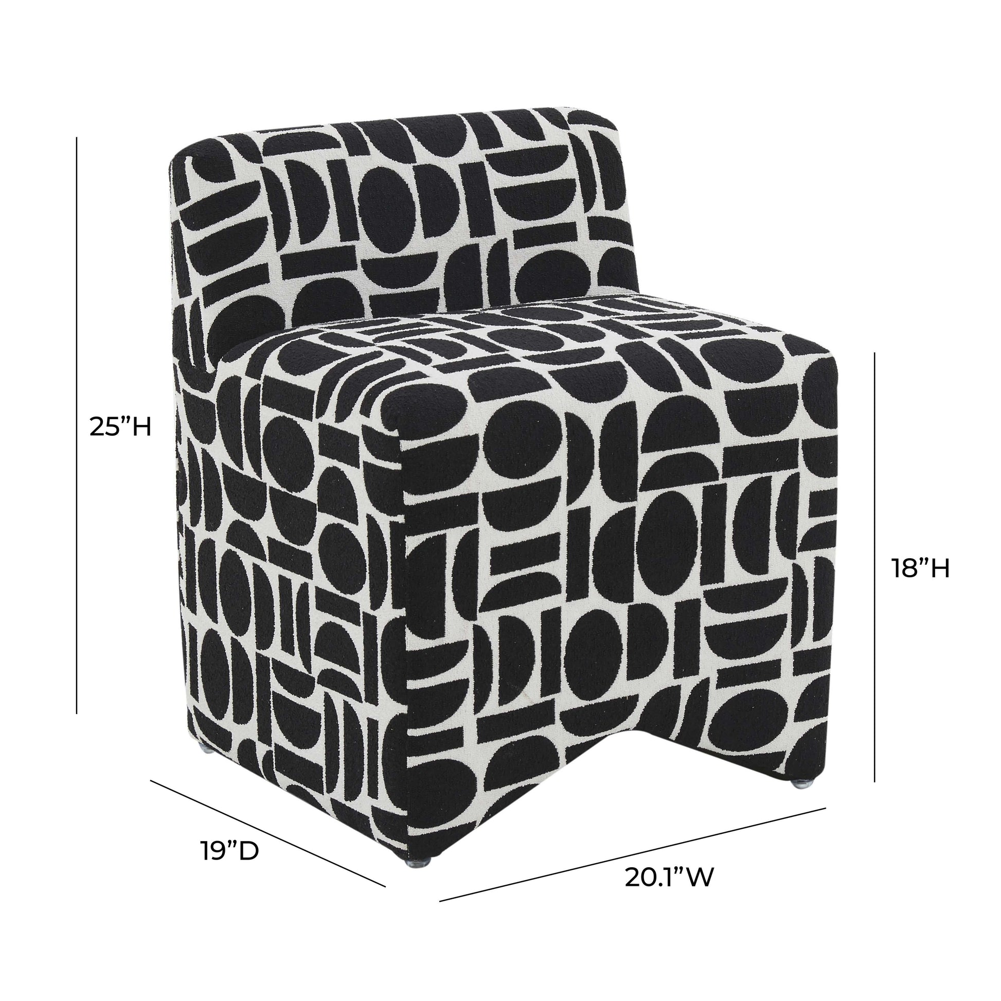 Pippa Geometric Performance Jacquard Weave Accent Stool Black and White by Tov Furniture