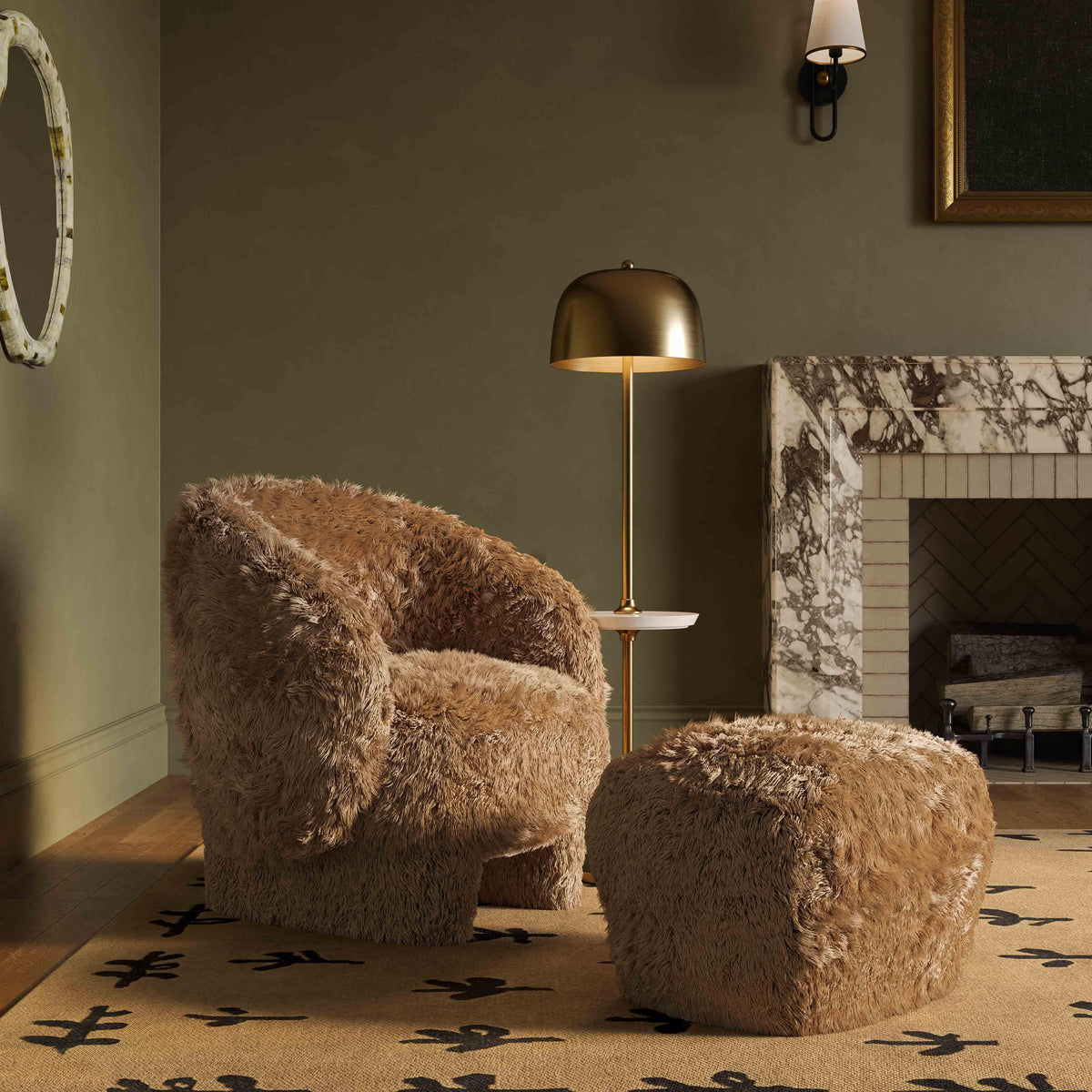 Britt Dark Taupe Contract-Grade Vegan Shearling Ottoman by TOV Furniture – photo 2 of 6
