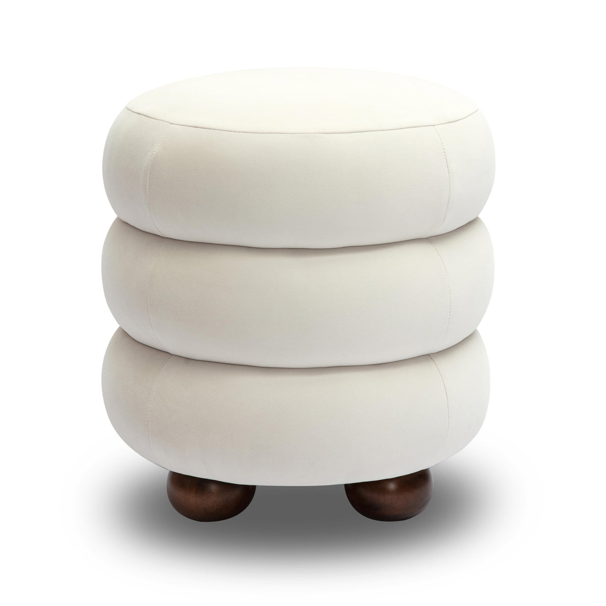 Stefanie Cream Performance Velvet Ottoman by TOV Furniture – photo 3 of 7