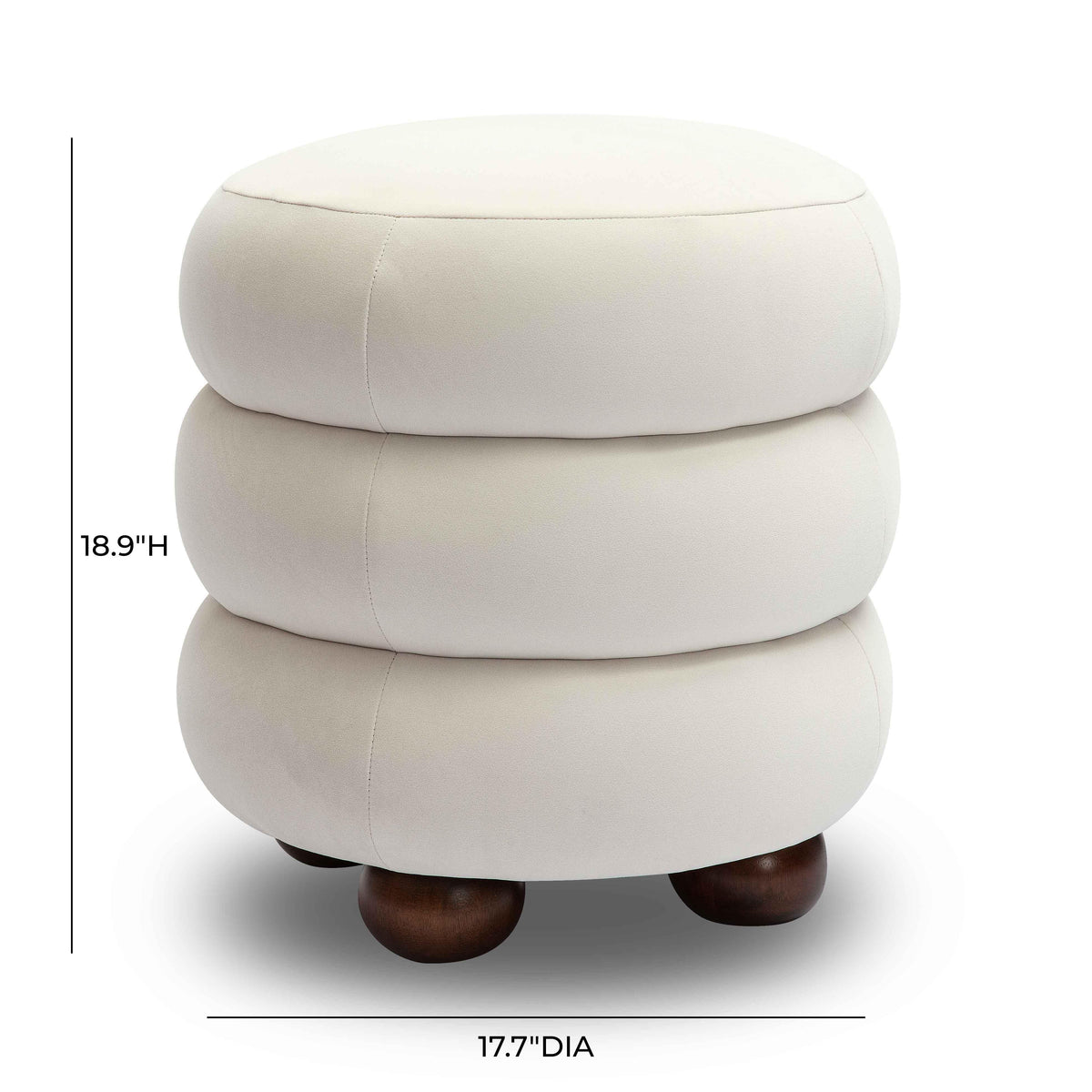 Stefanie Cream Performance Velvet Ottoman by TOV Furniture – photo 6 of 7