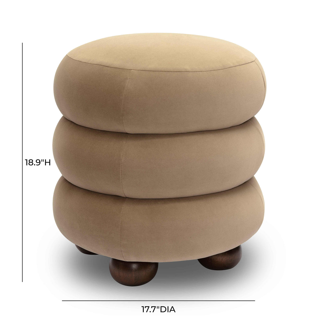 Stefanie Taupe Performance Velvet Ottoman by TOV Furniture – photo 6 of 7