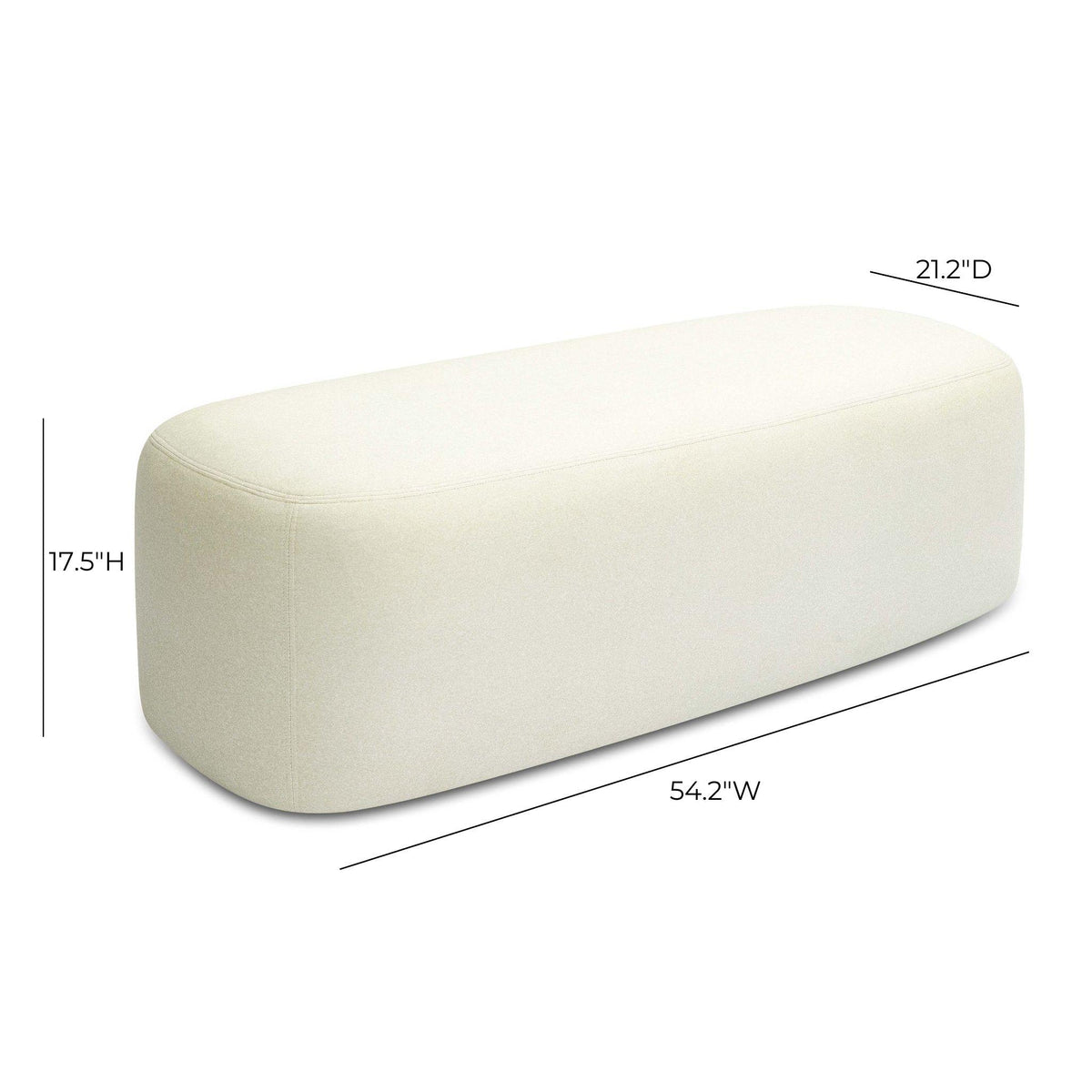 Graceland Cream Performance Faux Mohair Bench by TOV Furniture – photo 6 of 7