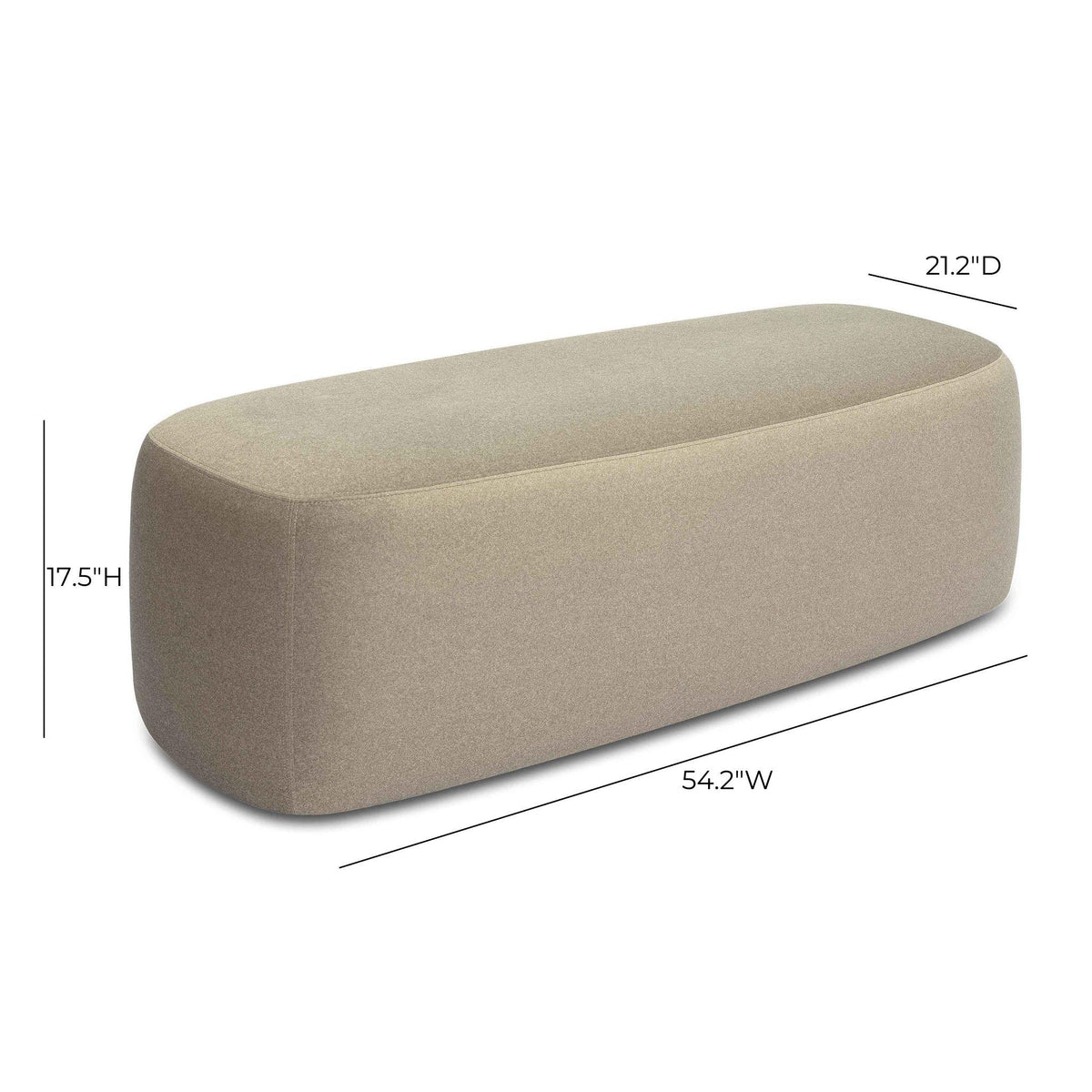 Graceland Taupe Performance Faux Mohair Bench by TOV Furniture – photo 6 of 7